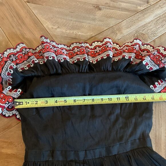 Amur Embroidered Linen Silk Off-the-Shoulder Tiered Mini Dress Size 4 $548 - Picture 13 of 13